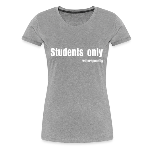 Stylish grey T-shirt with 'Students only' print, perfect for rebellious students to stand out.