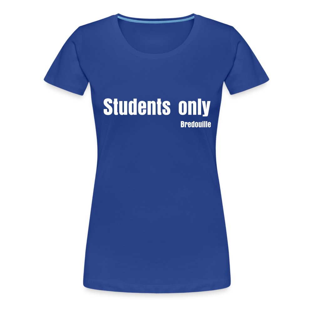 Bredouille T-Shirt for confident students, featuring 'Students only' in bold lettering on a blue background.